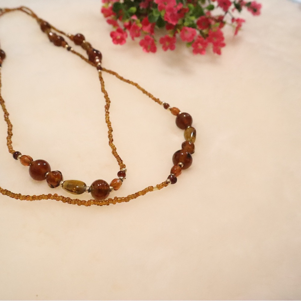 Murano Brown and Gold Beaded Necklace